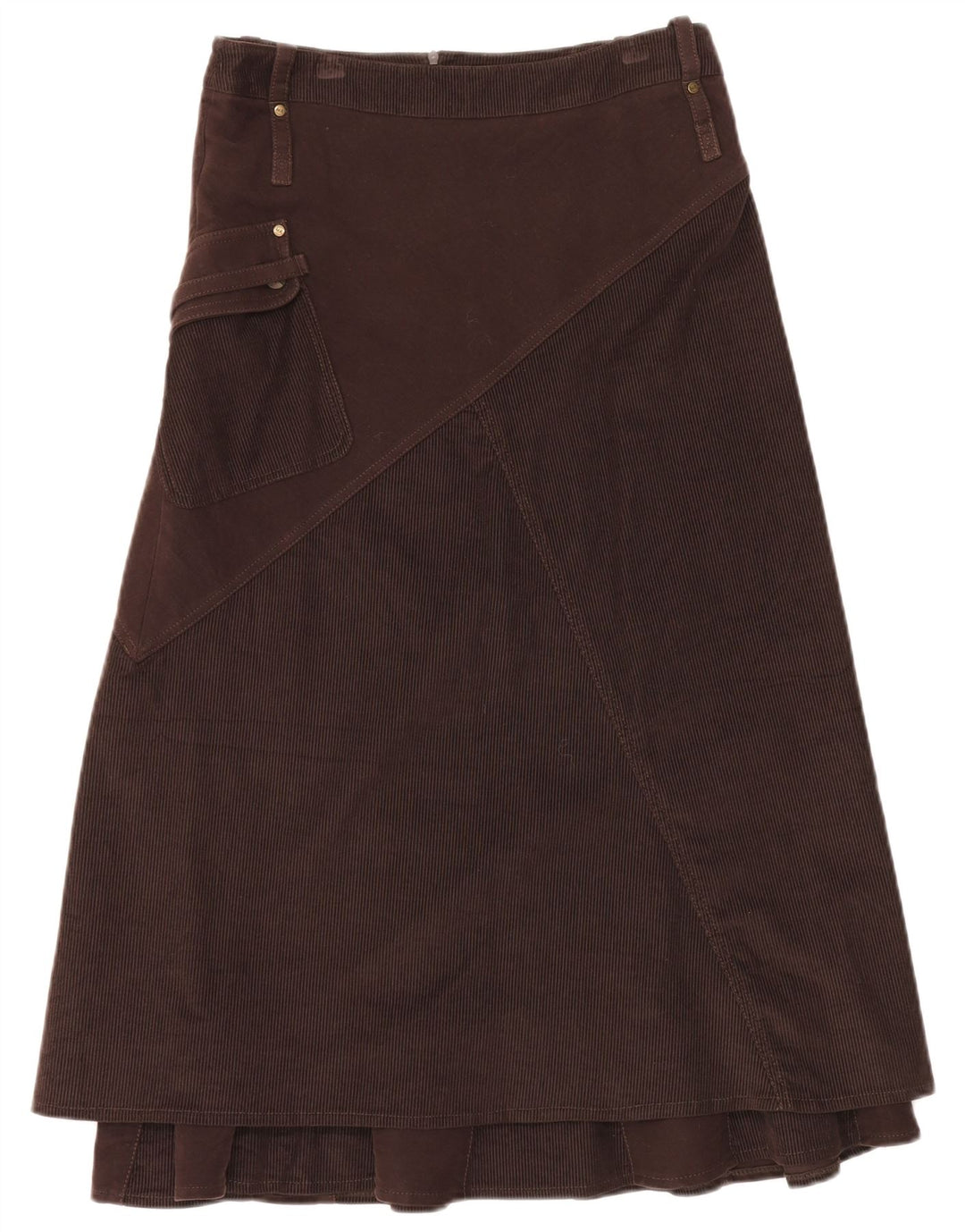 MARIELLA ROSATI Damen Maxi-Cordrock UK 12 Medium W32 Braune Baumwolle
