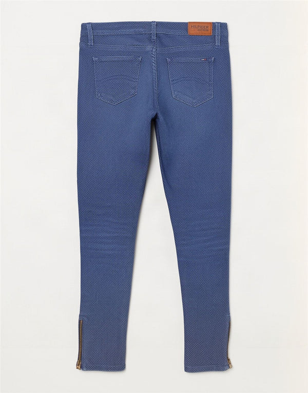 Tommy Hilfiger Damen Skinny Jeans W28 L28 Blau gepunktete Baumwolle