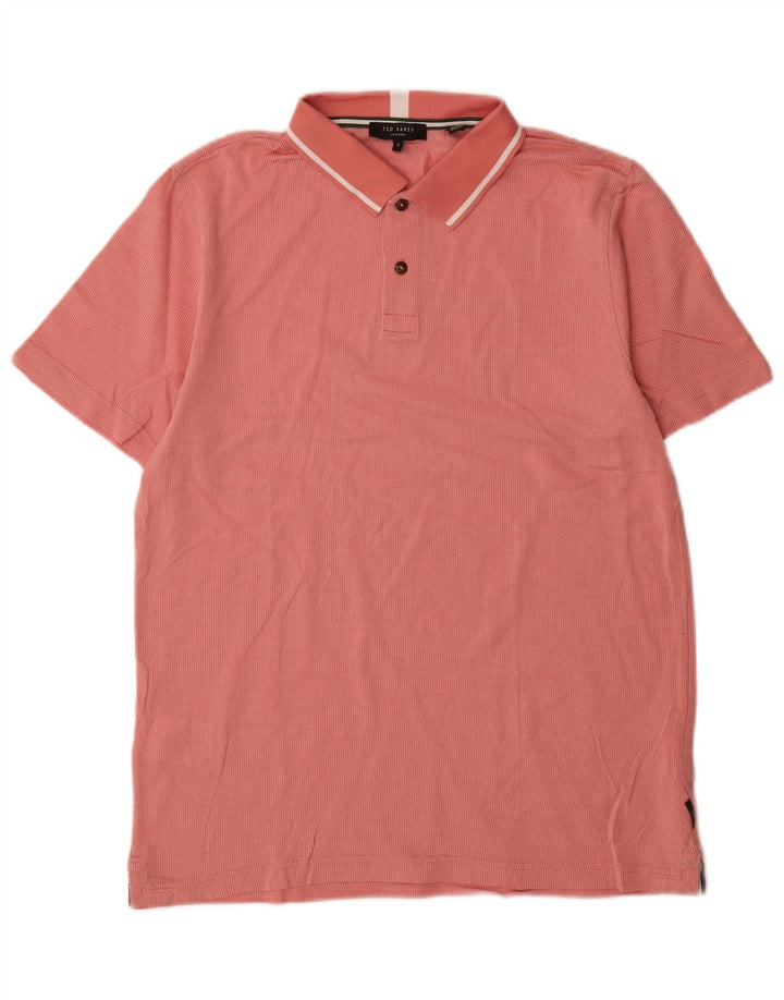 Ted Baker Herren-Poloshirt, Größe 2, klein, rosa Baumwolle