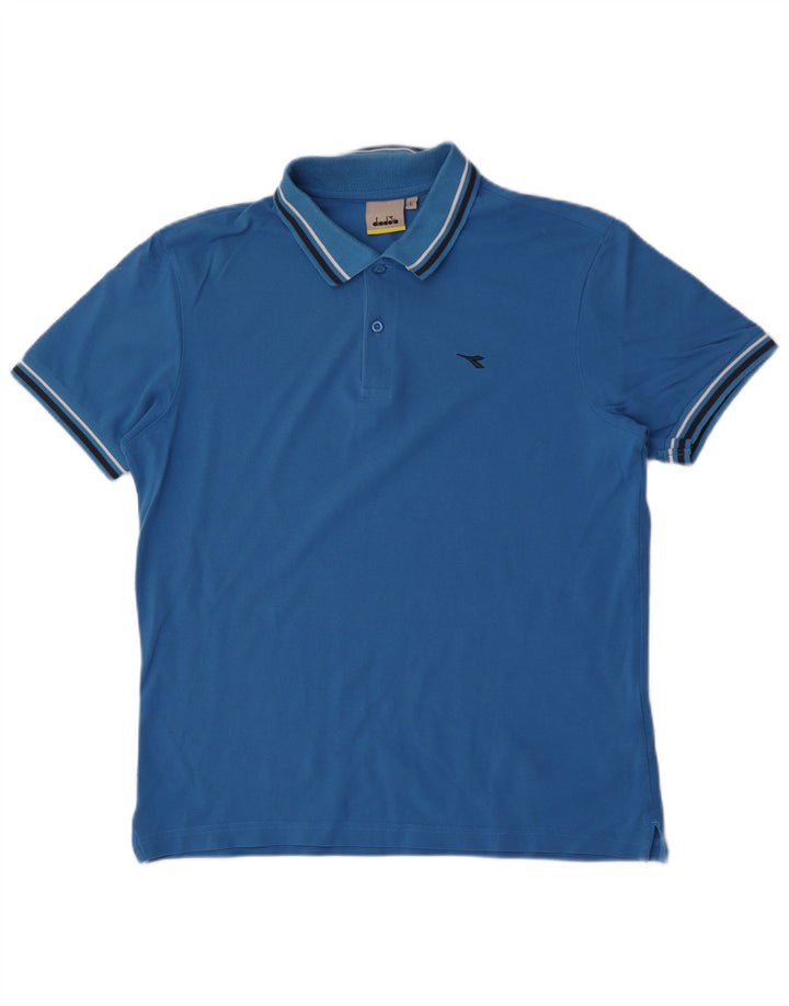 Diadora Herren-Poloshirt, große blaue Baumwolle