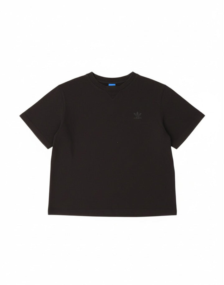 ADIDAS Womens Crop T-Shirt Top UK 12 Medium Black