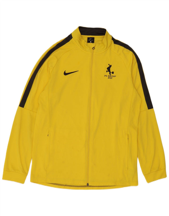 Nike Herren-Trainingsanzugoberteil mit Grafik, groß, gelbes Farbblock-Polyester
