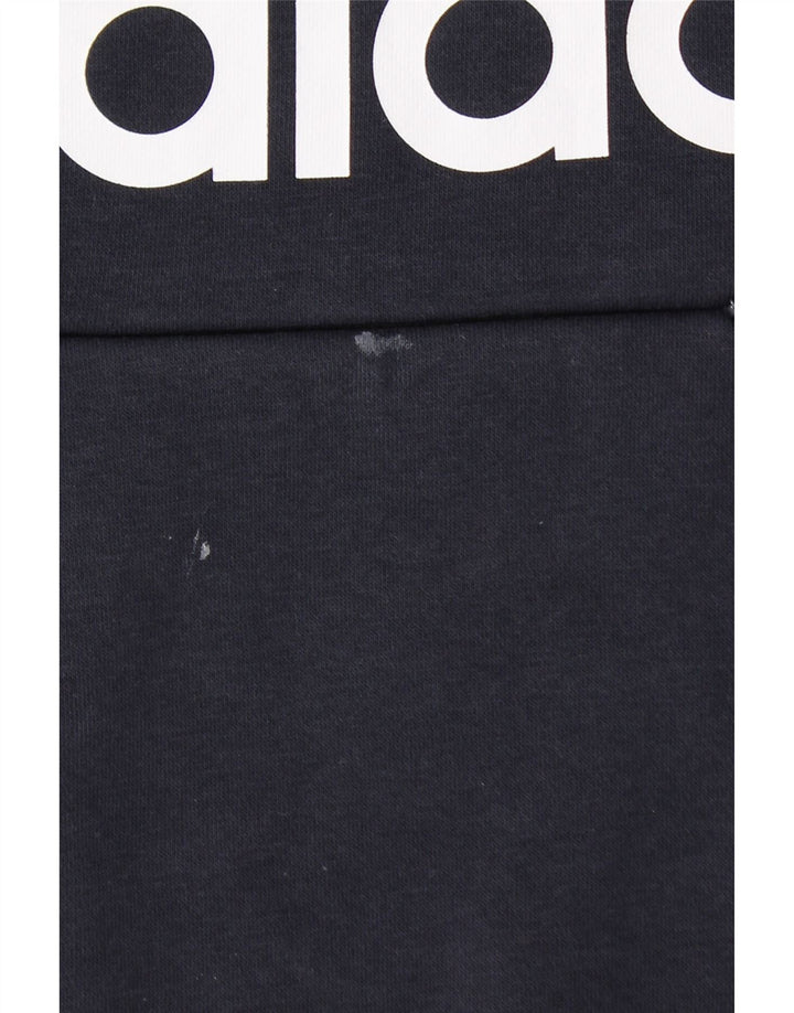 ADIDAS Damen Graphic Hoodie Pullover UK 12/14 Medium Marineblau Baumwolle