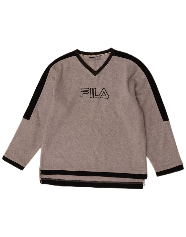 Fila Jungen-Fleecepullover mit Grafik, 15–16 Jahre, XL, graues Farbblock-Polyester