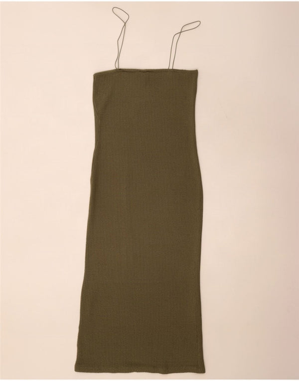 Topshop Damen Slip Dress UK 14 Medium Khaki Baumwolle