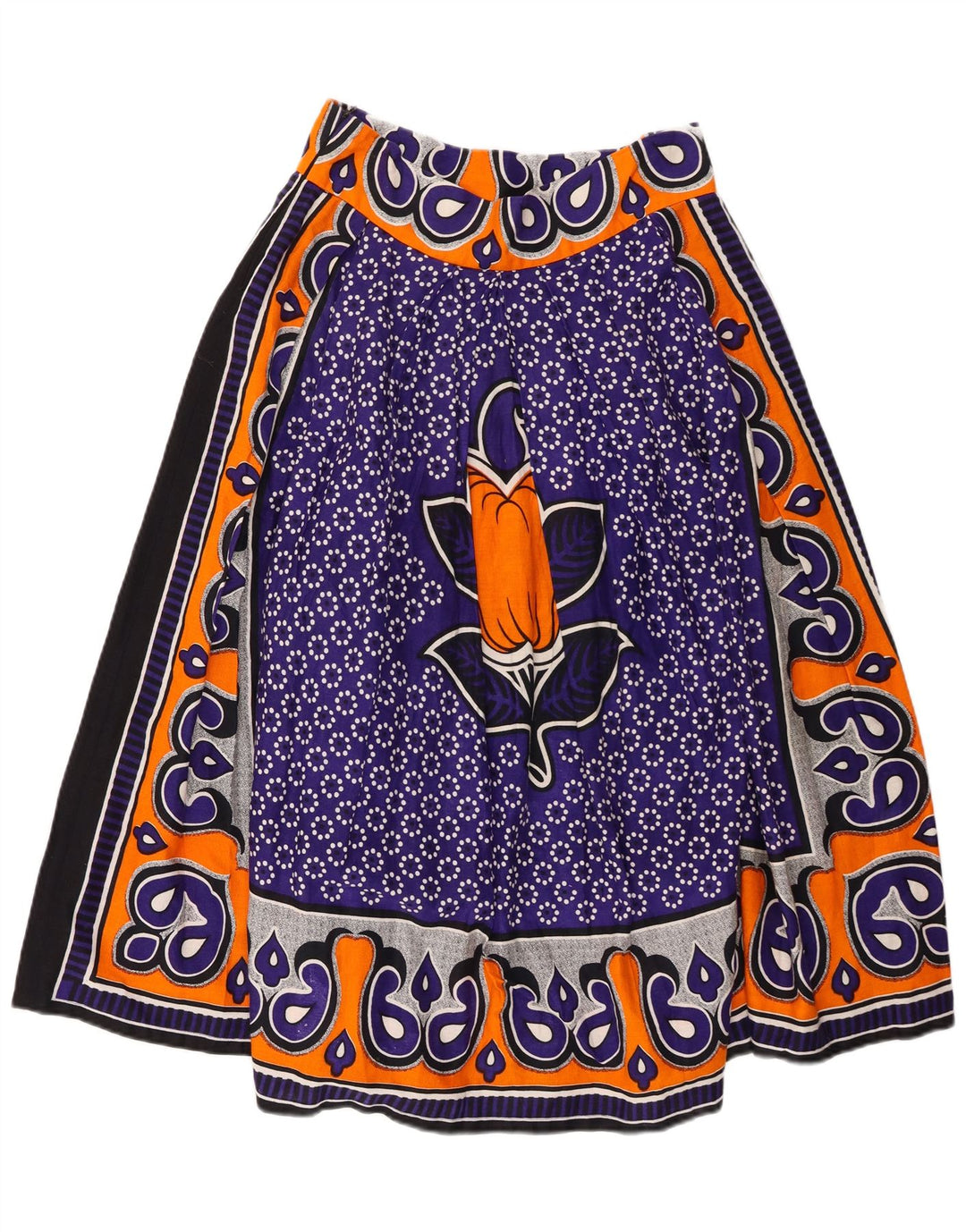 Vintage Damen grafischer A-Linienrock W28 Mittellila geblümt