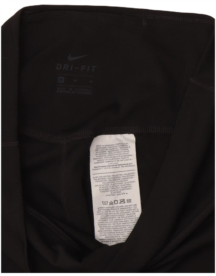 NIKE Womens Dri Fit Capri Leggings UK 12 Medium Schwarz Polyester