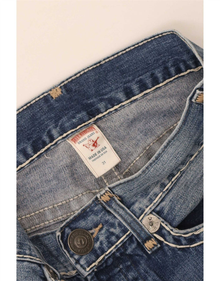 True Religion Damen Straight Jeans W31 L28 Blaue Baumwolle