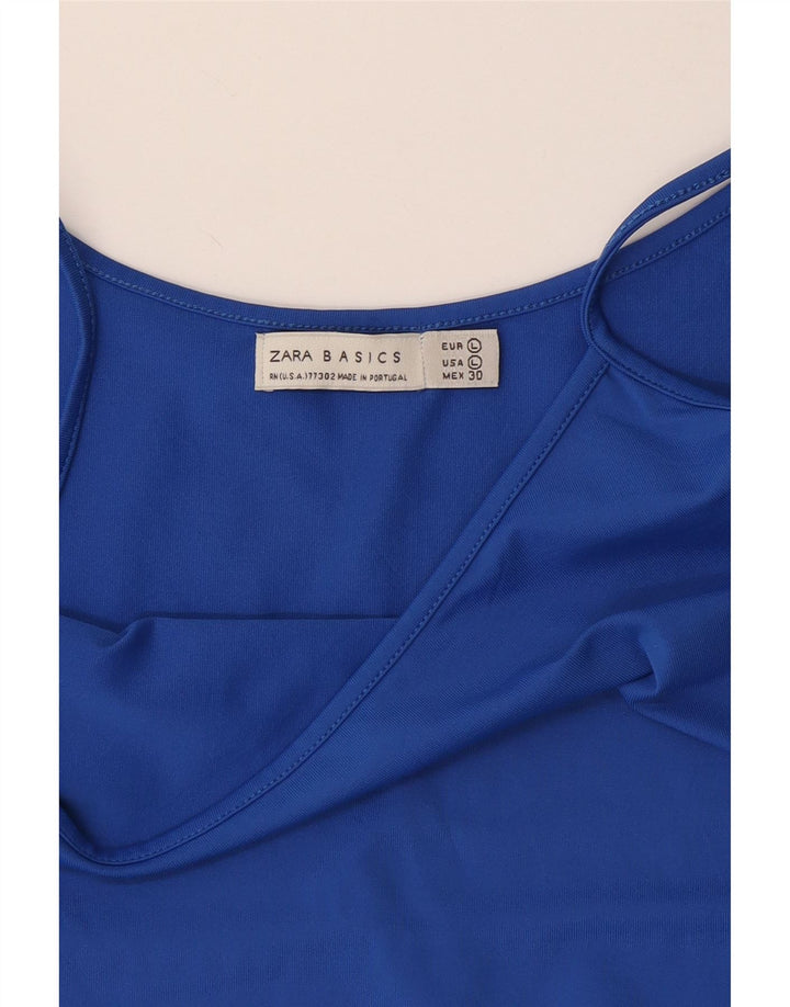 Zara Damen Crop Cami Top UK 14 Large Blau