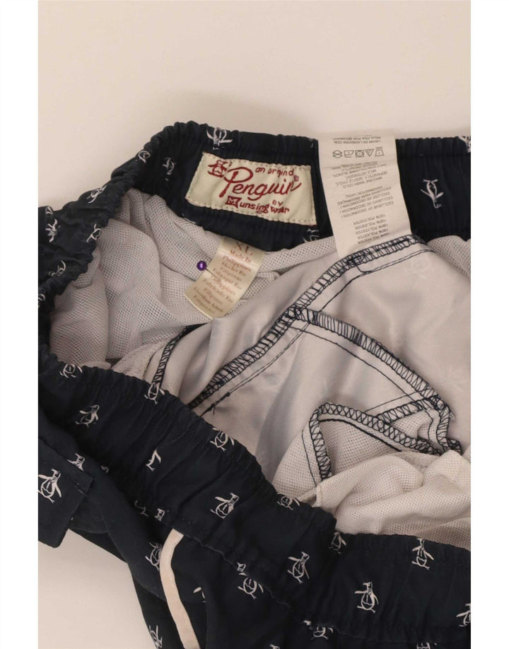 Penguin Herren-Badeshorts mit Grafik, XL, Marineblau, Polyester