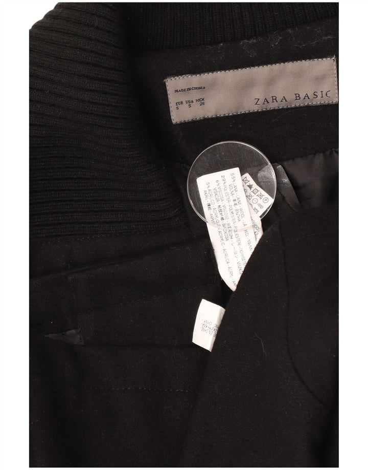 Zara Damen Trenchcoat UK 10 Small Schwarze Wolle
