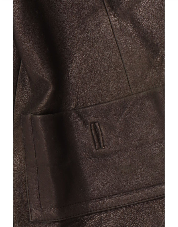 VINTAGE Womens 3/4 Sleeve Leather Jacket UK 14 Medium Black