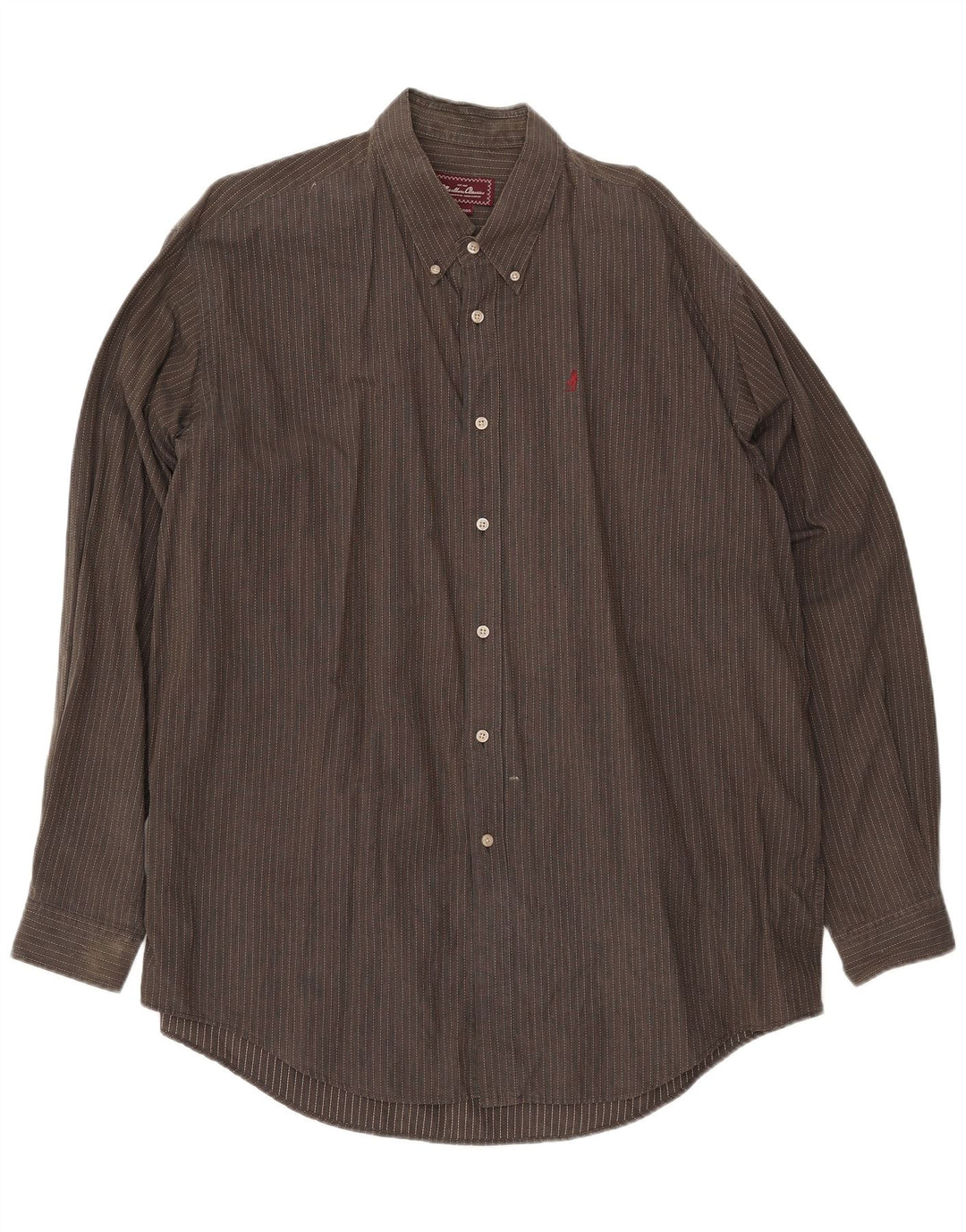 Marlboro Classics Herrenhemd 3XL Graue Nadelstreifen-Baumwolle