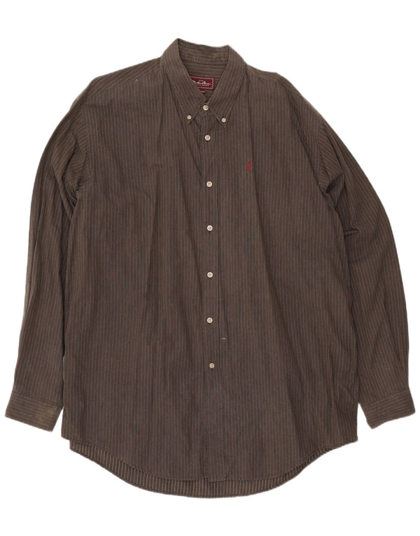 Marlboro Classics Herrenhemd 3XL Graue Nadelstreifen-Baumwolle