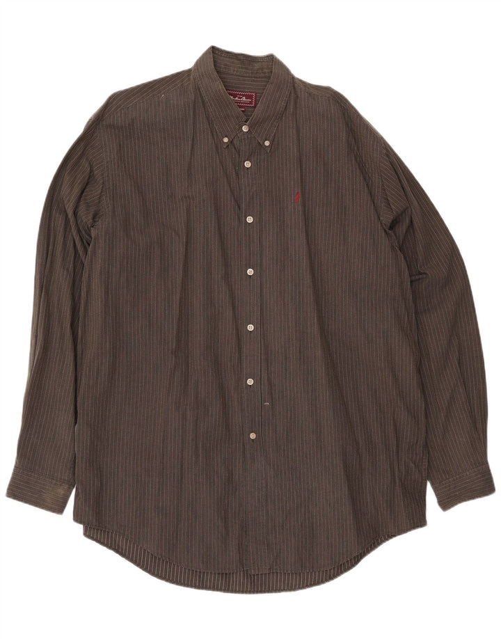 Marlboro Classics Herrenhemd 3XL Graue Nadelstreifen-Baumwolle