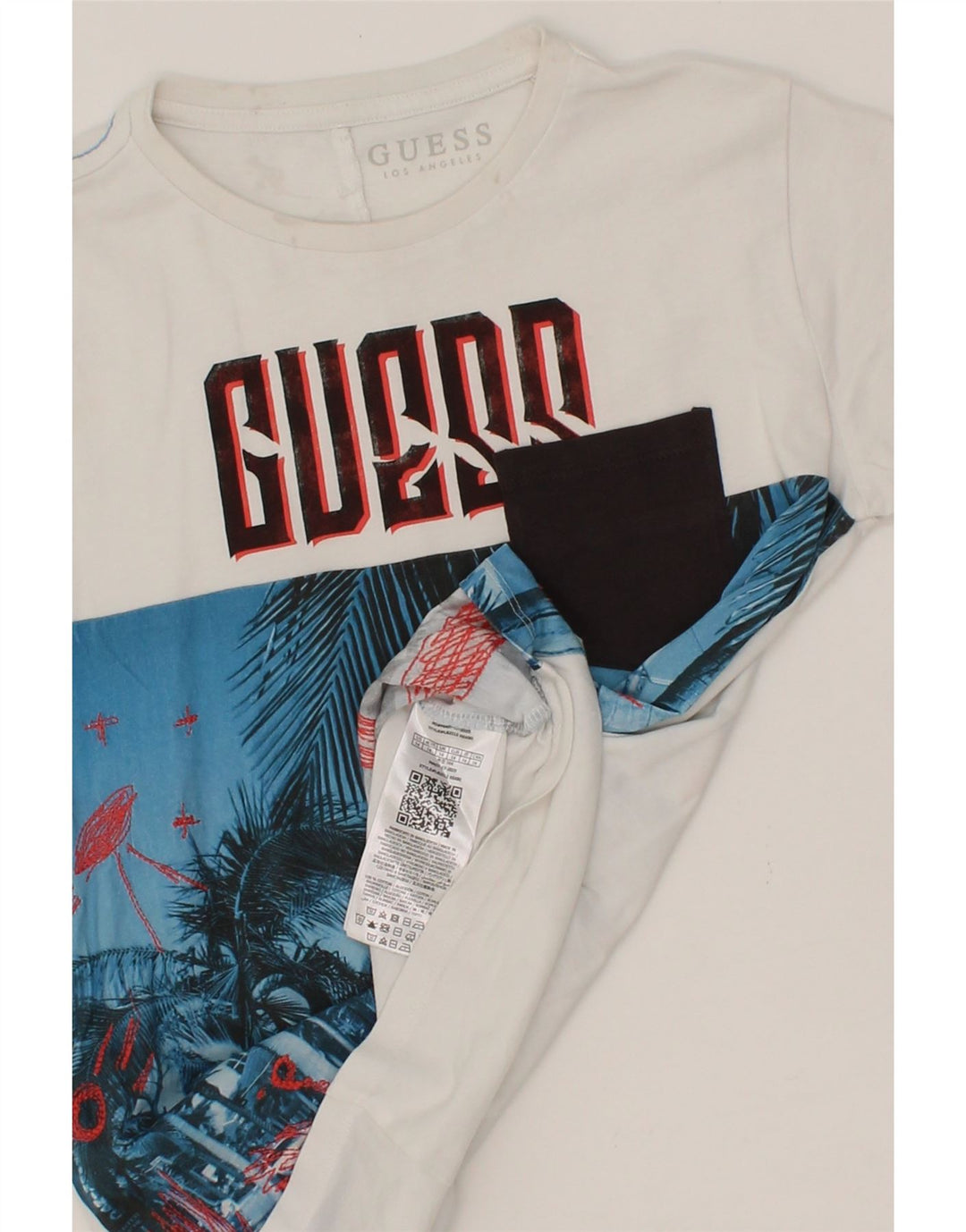 GUESS Womens Graphic T-Shirt Top UK 14 Medium White Cotton Vintage Guess and Second-Hand Guess from Messina Hembry 