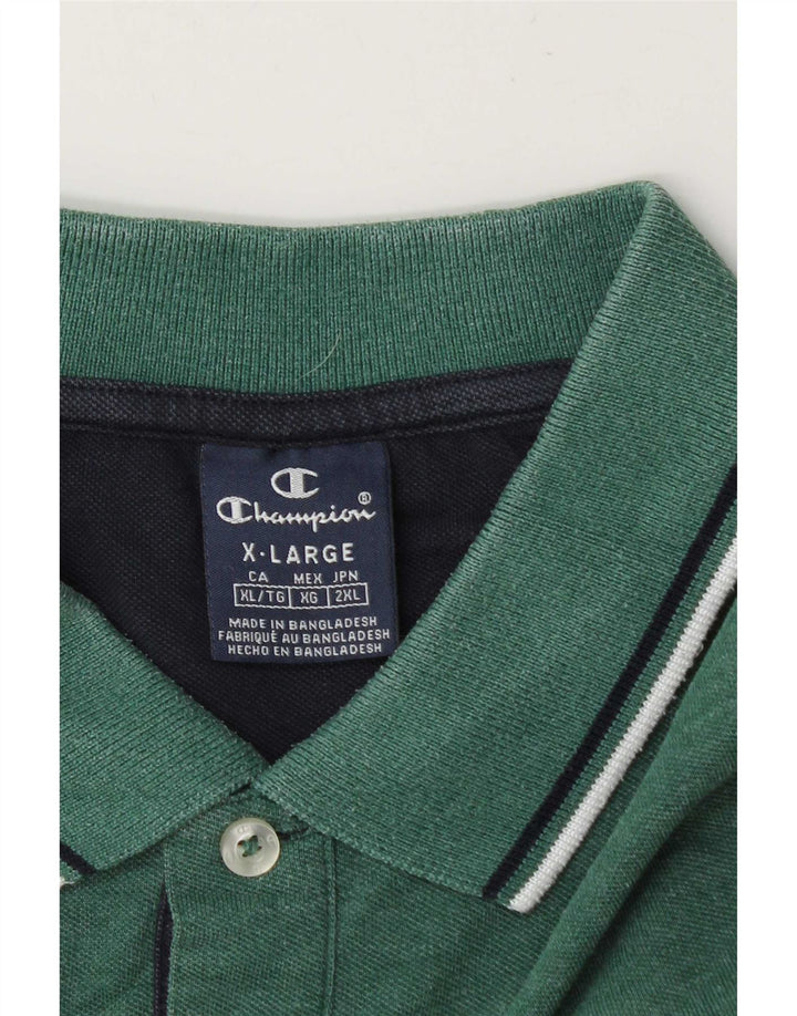Champion Herren Poloshirt XL Grün gestreift