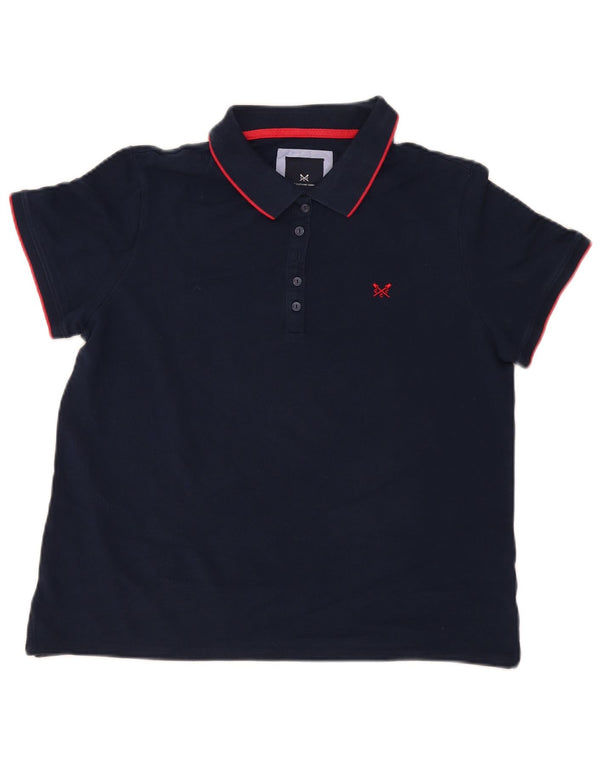 Crew Clothing Damen Poloshirt UK 14 Large Marineblau Baumwolle