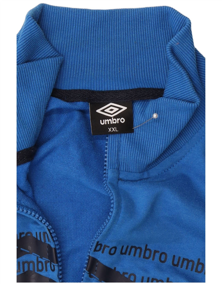 Umbro Herren-Trainingsanzug mit grafischem Oberteil, 2XL, blaue Farbblock-Baumwolle