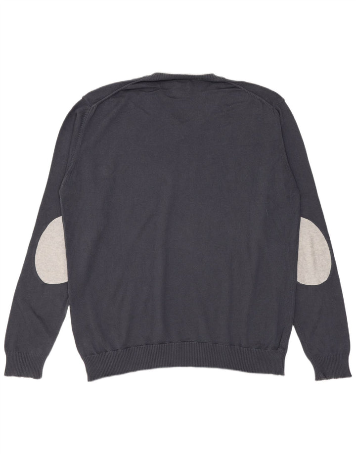 Marlboro Classics Herren-Pullover mit V-Ausschnitt aus mittelgrauer Baumwolle