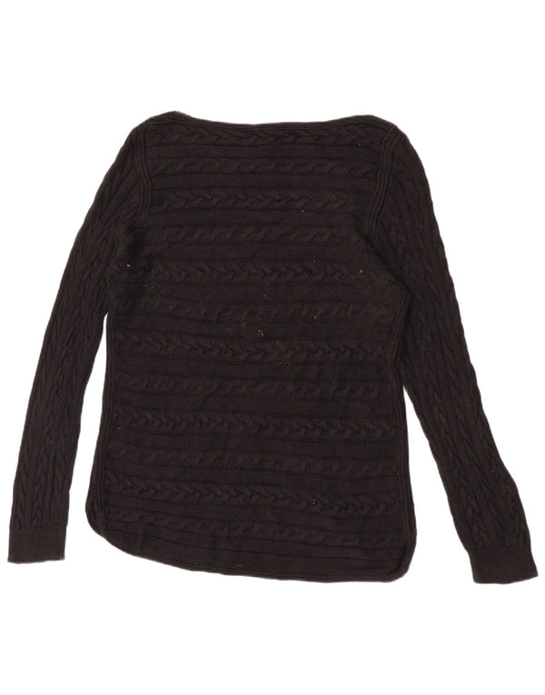 Ralph Lauren Damen-Pullover mit U-Boot-Ausschnitt, UK 18, XL, schwarze Baumwolle