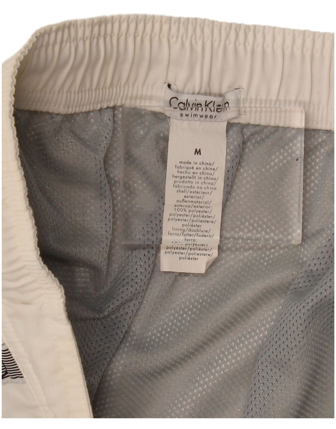 Calvin Klein Herren-Badeshorts mit Grafik, mittelweißes Polyester