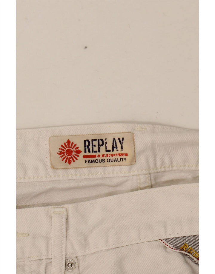 Replay Damen Slim Jeans W30 L34 Weiß