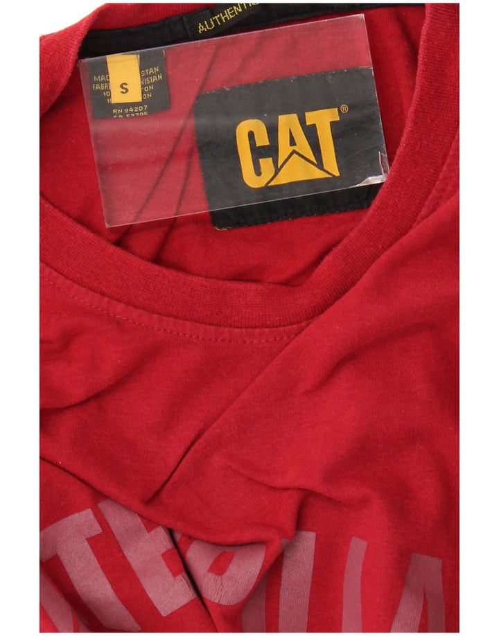 CAT Herren-T-Shirt mit Grafik, Größe S, Rot, Baumwolle