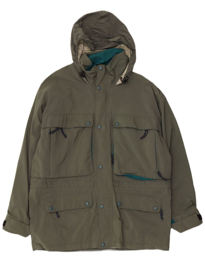 L.L.Bean Herren-Utility-Jacke mit Kapuze, UK 40, Größe L, Khaki, Nylon