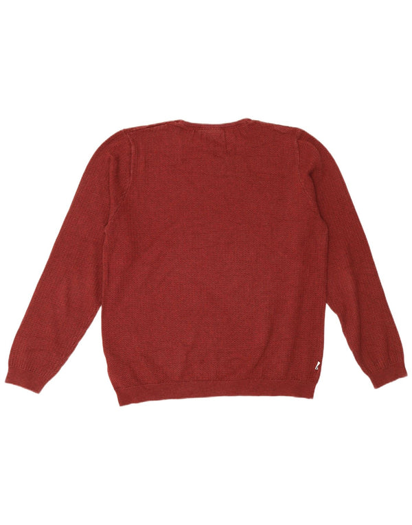 Fila Herren-Pullover mit Rundhalsausschnitt, groß, burgunderrote Baumwolle