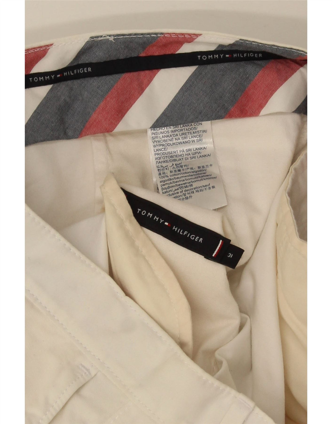 TOMMY HILFIGER Herren Chino Shorts W31 Mittelweiße Baumwolle