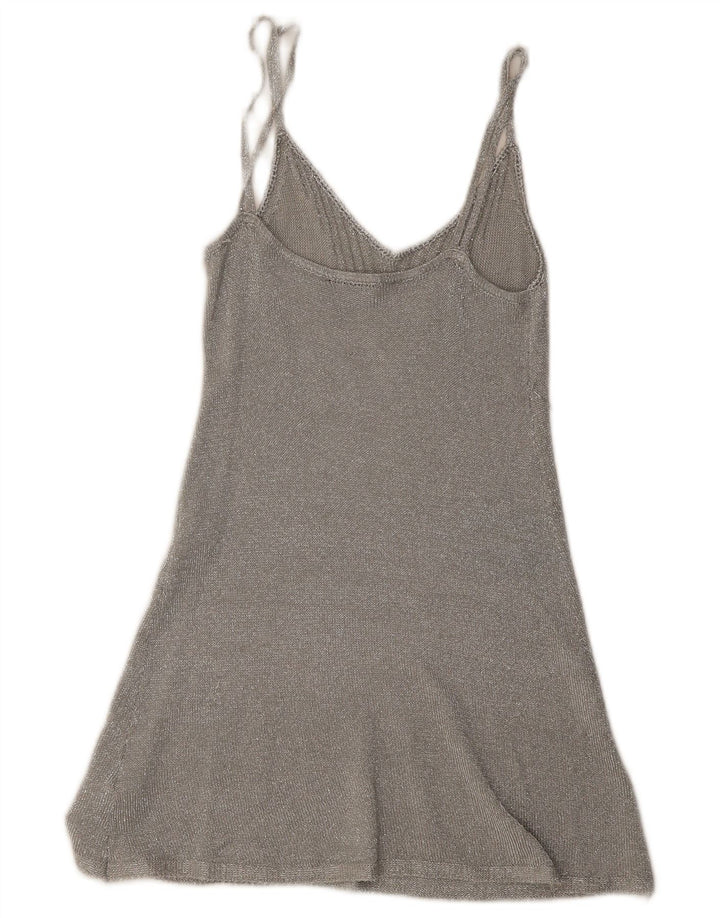 Topshop Damen Slip Dress UK 8 Small Silber Viskose