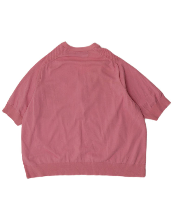 Marks & Spencer Damen-Pullover, kurzärmelig, V-Ausschnitt, Gr. 18, XL, Rosa