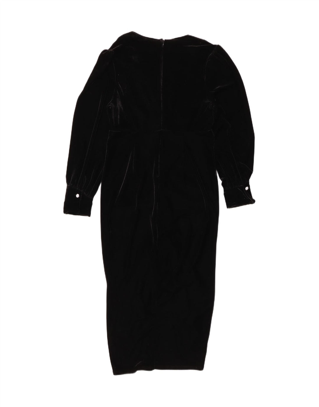 NEXT Womens Velour Long Sleeve Bodycon Dress UK 12 Medium Black Polyester