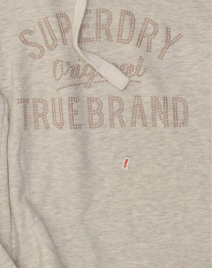 SUPERDRY Womens Heritage Graphic Hoodie Jumper UK 10 Small Grey | Vintage Superdry | Thrift | Second-Hand Superdry | Used Clothing | Messina Hembry 