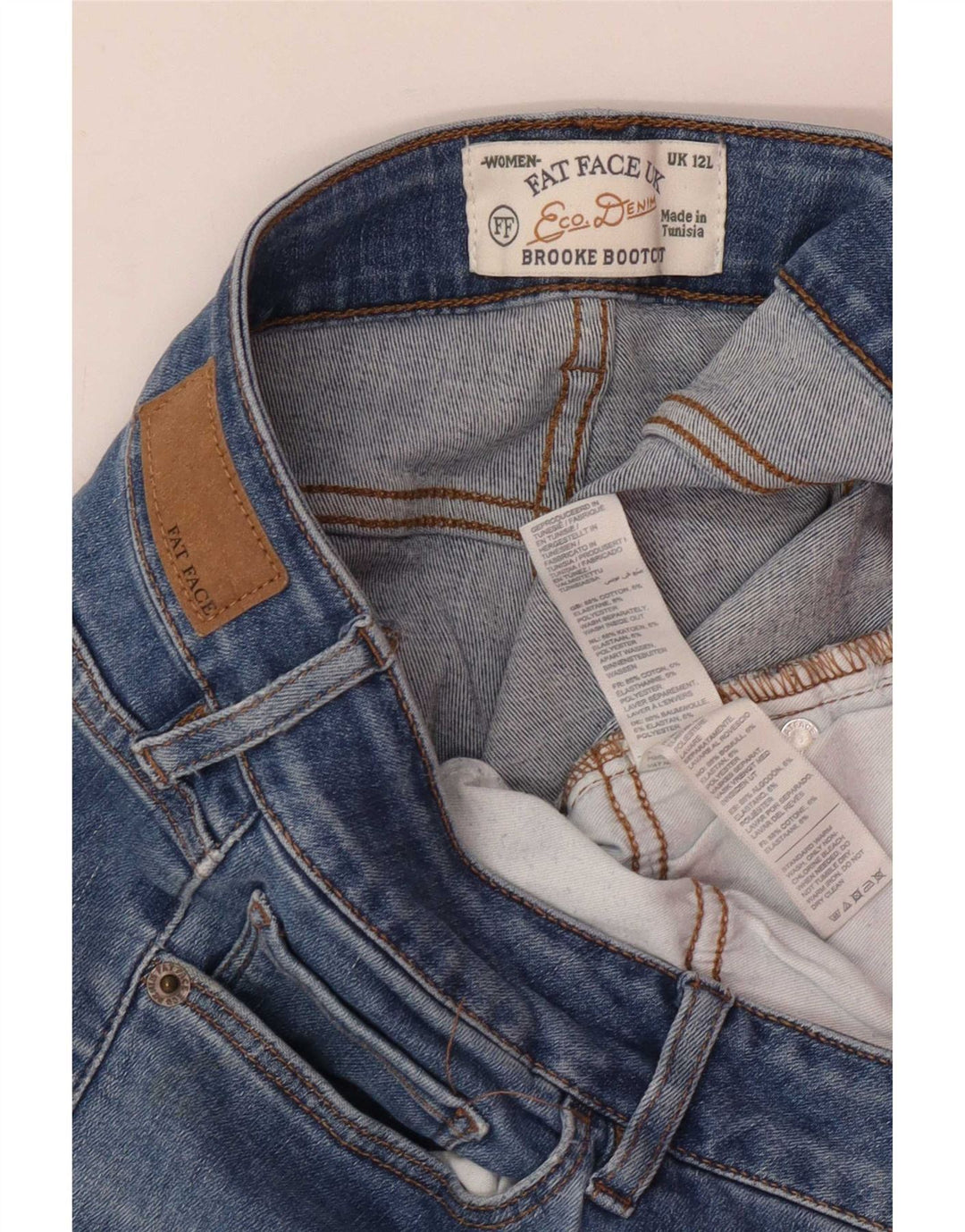 Fat Face Damen Brooke Bootcut Jeans UK 12 Medium W30 L31 Blaue Baumwolle