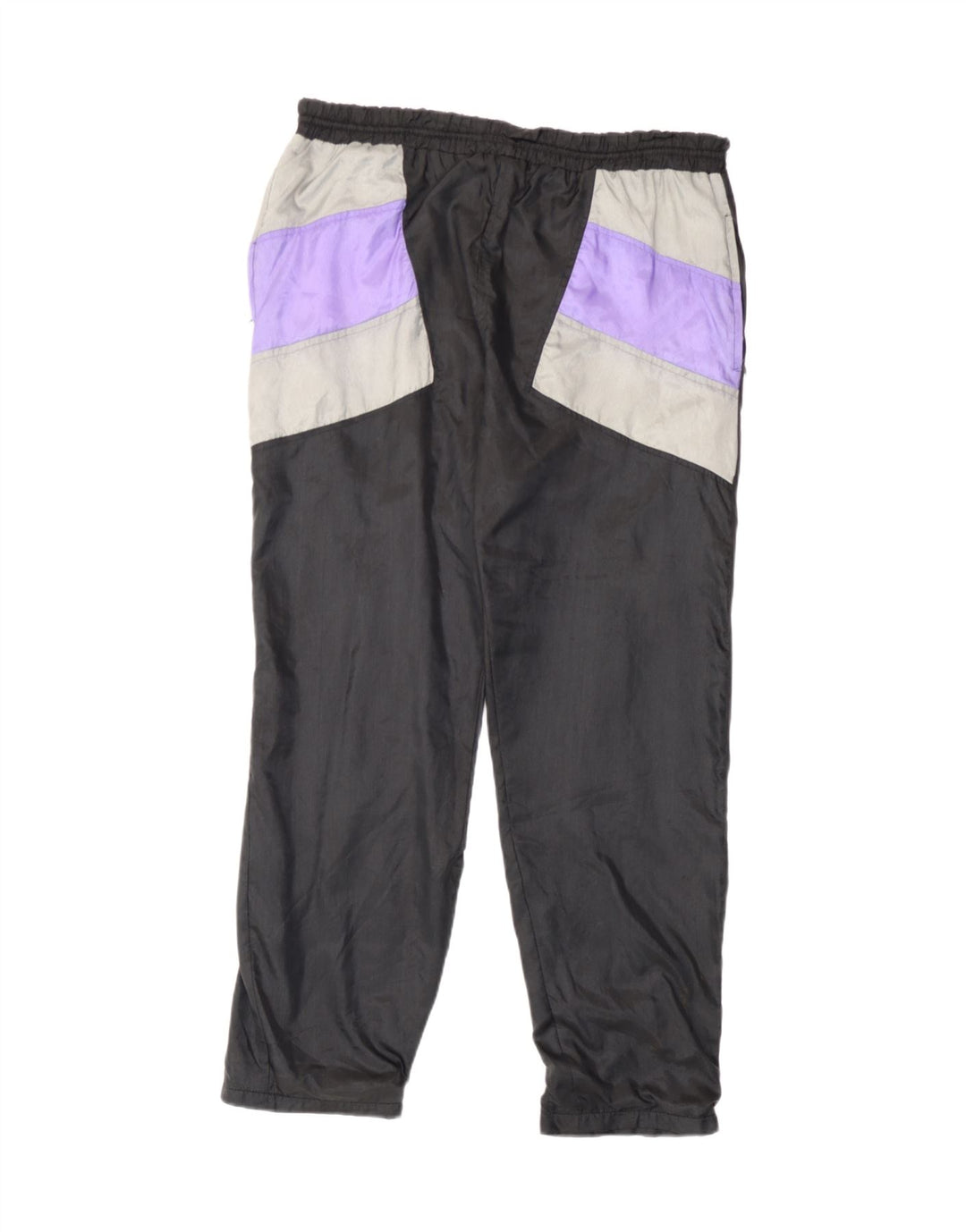 Vintage Herren-Trainingshose, Jogginghose, Mittelschwarz, Colourblock-Polyamid