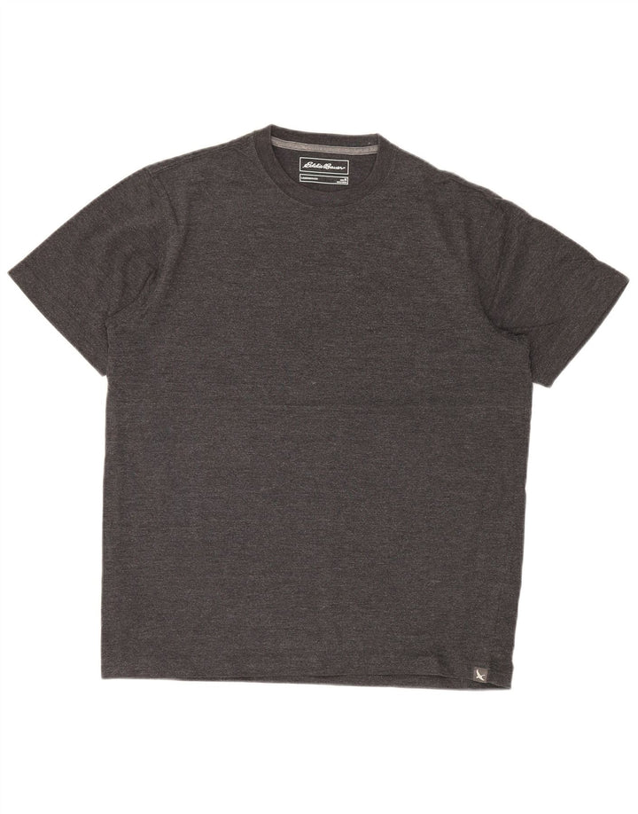 EDDIE BAUER Herren T-Shirt-Oberteil aus mittelgrau gesprenkelter Baumwolle