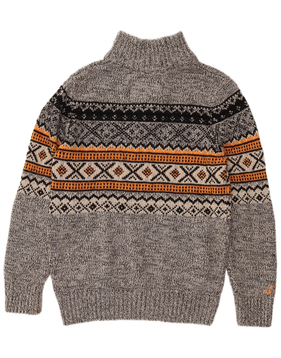 Superdry Herren-Pullover mit Reißverschluss am Hals, groß, Grau, Fair-Isle-Acryl