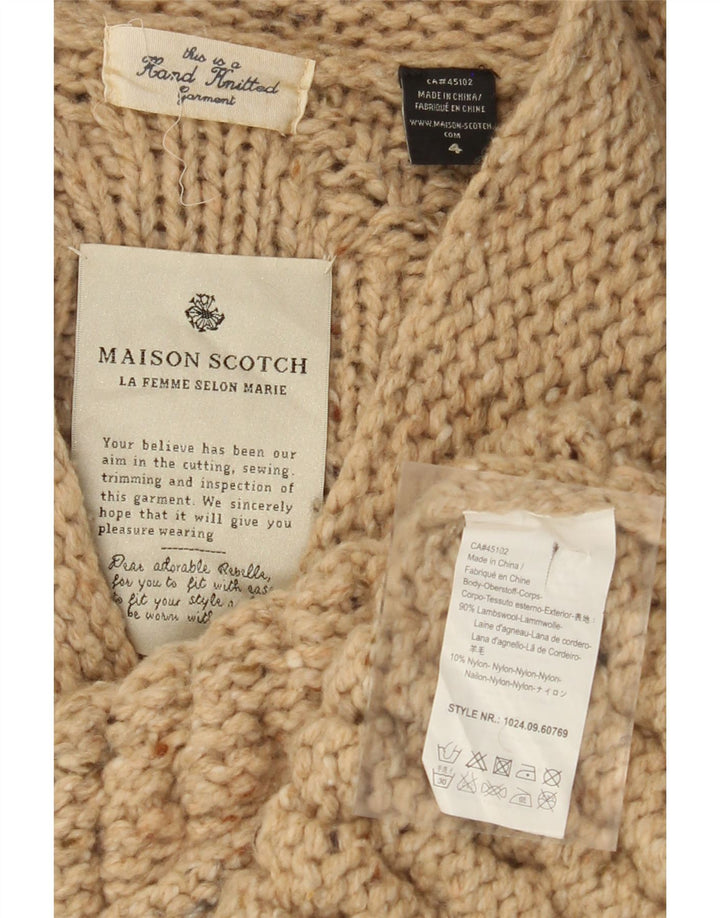 MAISON SCOTCH Damen Strickjacke, handgestrickt, US 4 Small Beige