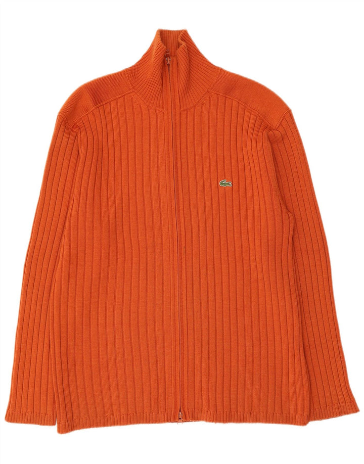 LACOSTE Herren Strickjacke Größe 7 2XL Orange Wolle