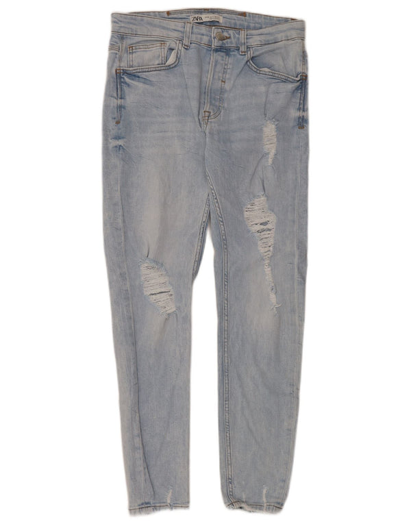 Zara Damen Distressed Skinny Jeans EU 40 Medium W31 L30 Blaue Baumwolle