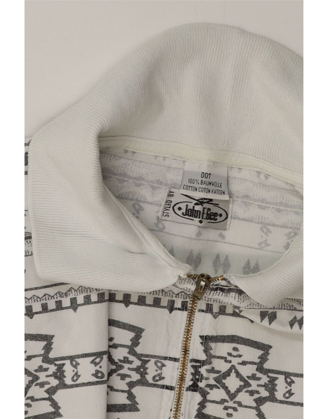 JOHN F GEE Herren Kurzarm-Pulloverhemd 2XL Weiße geometrische Baumwolle