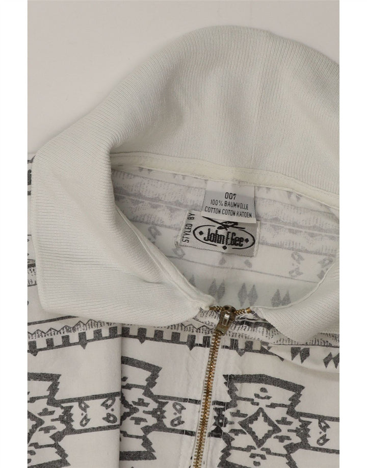 JOHN F GEE Herren Kurzarm-Pulloverhemd 2XL Weiße geometrische Baumwolle