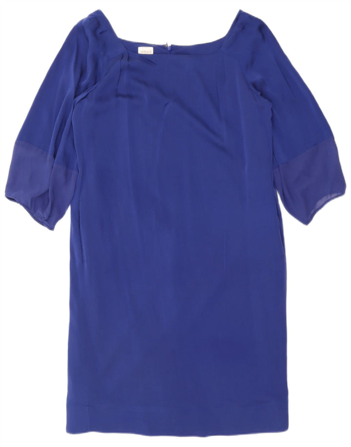 Armani Collezioni Damen Etuikleid mit 3/4-Ärmeln IT 44 Mittelblau