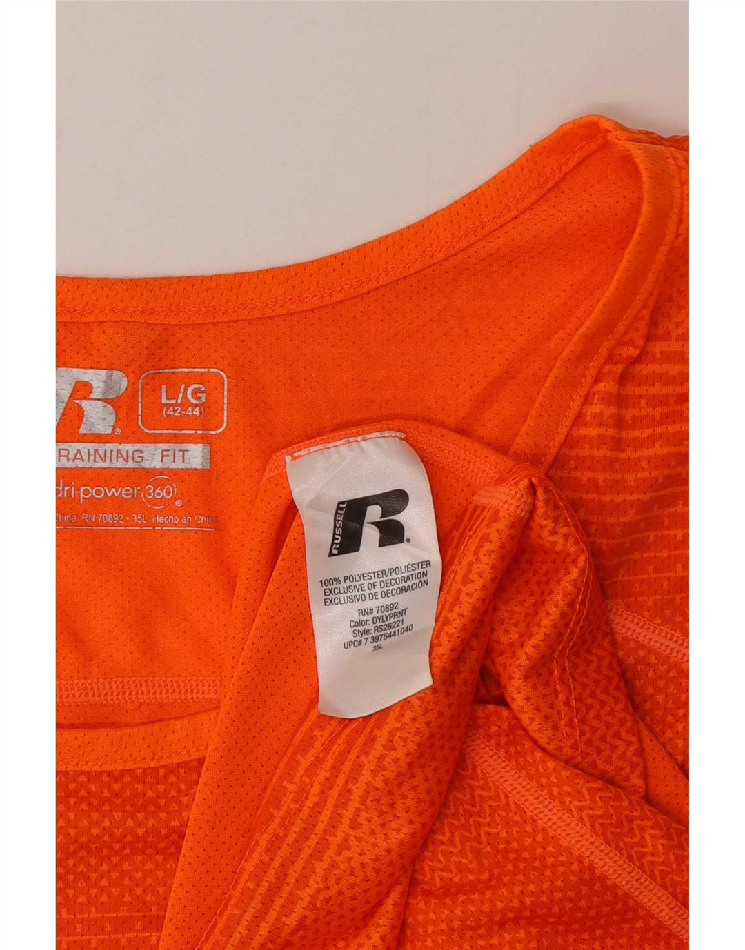 Russell Athletic Herren-Weste-Top, UK 42/44, großes orange gestreiftes Polyester