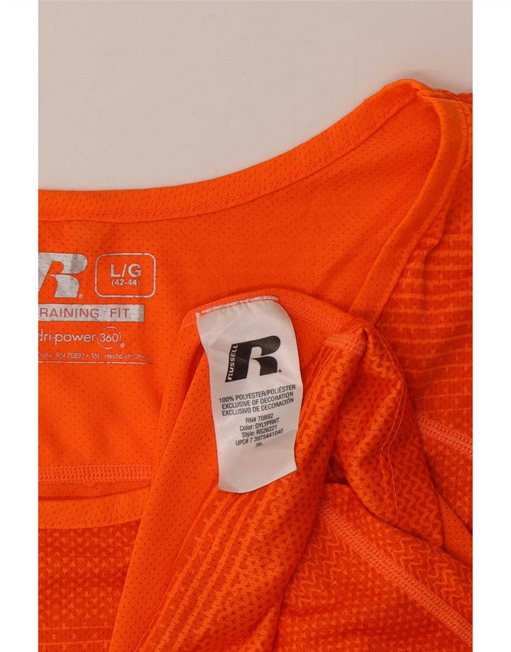 Russell Athletic Herren-Weste-Top, UK 42/44, großes orange gestreiftes Polyester