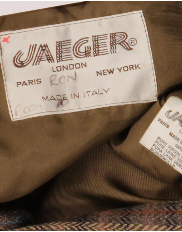 Jaeger Herren-Blazer mit 2 Knöpfen, UK 38, mittelbraun karierte Schurwolle