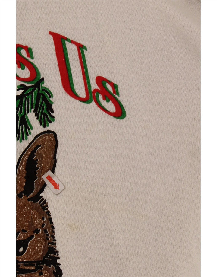 TULTEX Damen Grafik-Sweatshirt-Pullover UK 16 Large Weiße Baumwolle