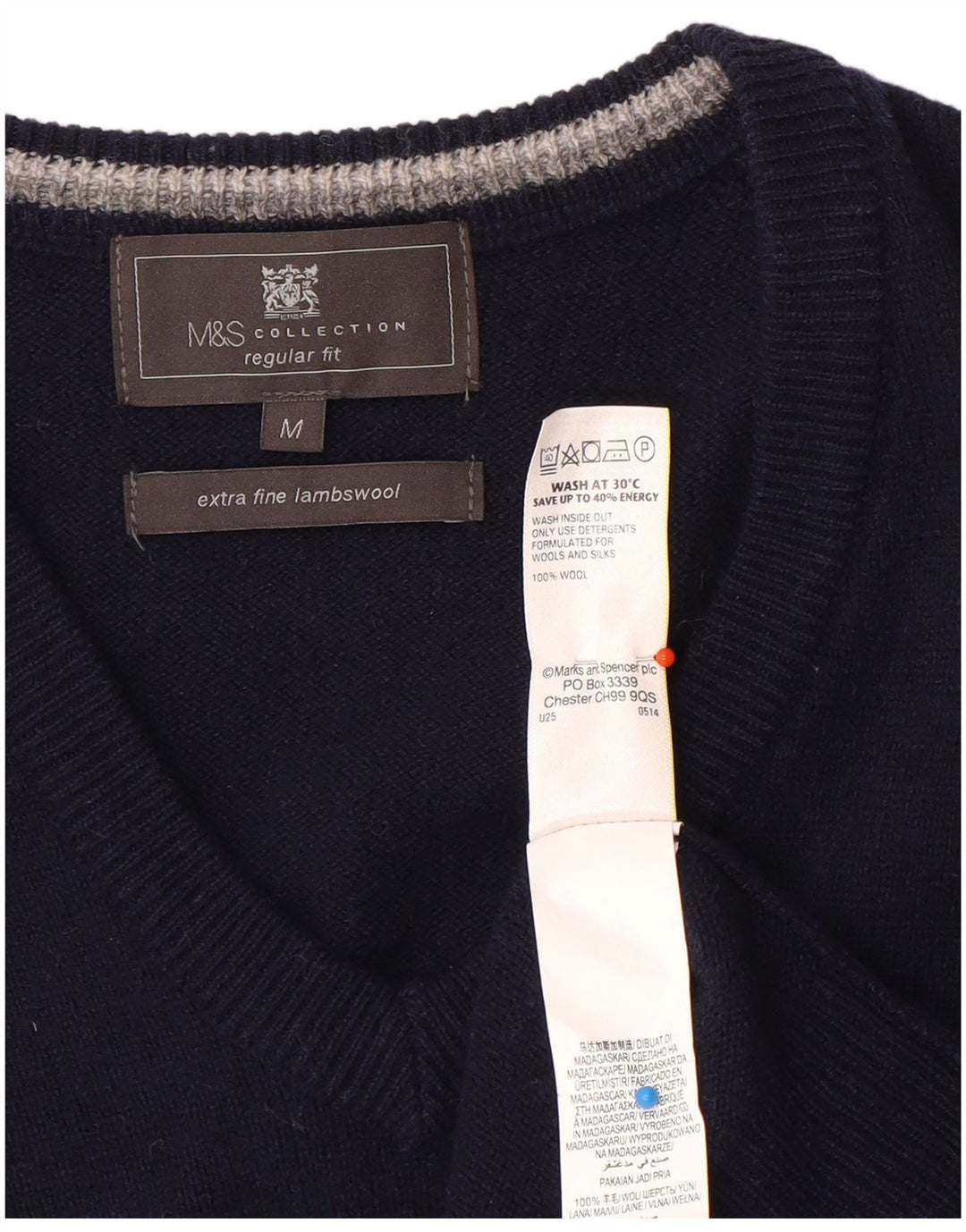 Marks & Spencer Herren-Weste-Tanktop mit normaler Passform, mittlere marineblaue Wolle